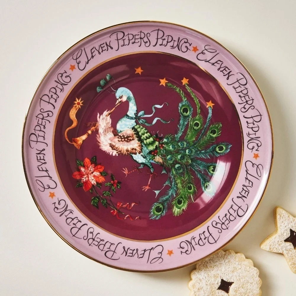 Taychamaythakool xAnthropologie Twelve Days of Christmas 12 Dessert Plates